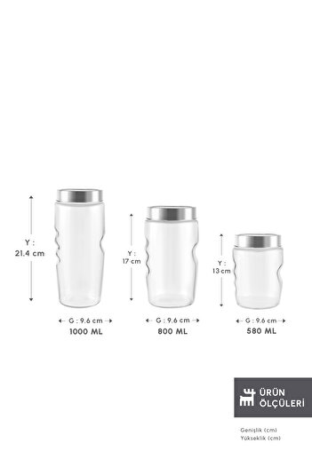 Karaca Sunset 3-Piece Glass Storage Container Transparent