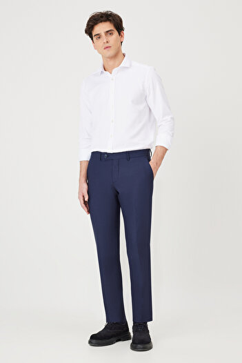 AC&Co / Altınyıldız Classics Erkek Lacivert Slim Fit Dar Kesim Klasik Yan Cep Pantolon