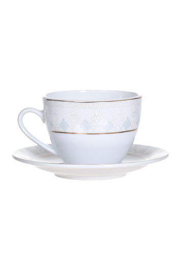 Eljado Dinova Narbon 12-Piece Coffee Set, Porcelain with Gold-Trimmed Edges, 190ml