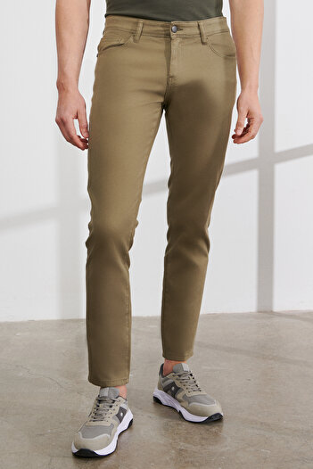 AC&Co / Altınyıldız Classics Men's Green Slim Fit Slim Fit Cotton 5 Pocket Flexible Comfortable Trousers