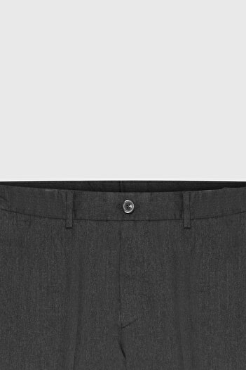 ALTINYILDIZ CLASSICS Men's Gray Wool Flannel Slim Fit Slim Fit Waist Hidden Elastic Side Pocket Classic Trousers