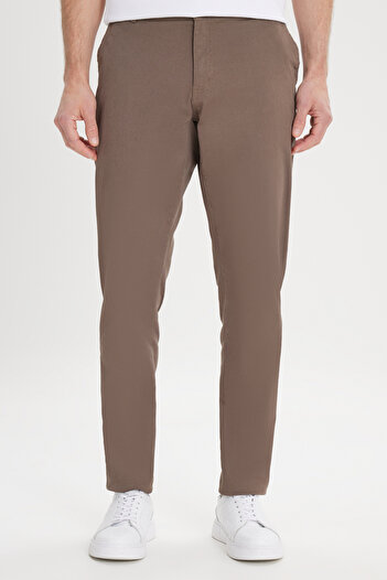 AC&Co / Altınyıldız Classics Light Brown Slim Fit Stretchy Side Pocket Cotton Men's Chino Pants