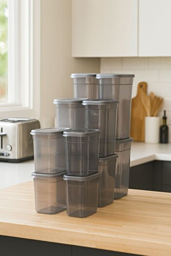 TRENDYOLMİLLA HOME Set of 12 Plastic Label Storage Containers 4X(1900ml, 1500ml, 1150ml)Tphss25Skb00001