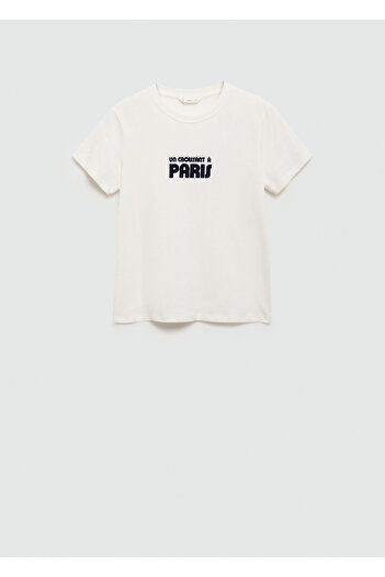 MANGO Off-White Girl's T-Shirt 77006753