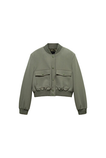 MANGO Woman Khaki Women's Jacket 57076019