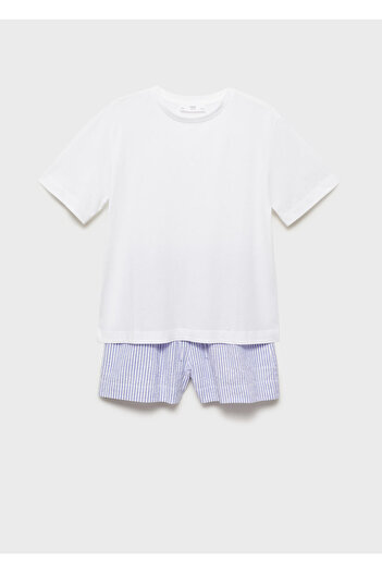 MANGO Partea de pijama de damă albastră porțelan 87063275