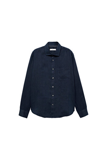 MANGO Navy Blue Men's Shirt 77030340