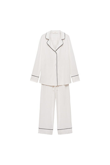 MANGO Partea de jos de pijama pentru femei alb catifelat 77073289