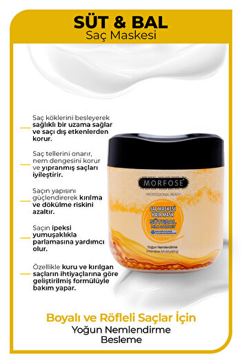 Morfose Süt & Bal Saç Maskesi 500 ml - Yoğun Nemlendirme, Besleme