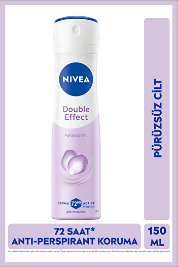 NIVEA Kadın Sprey Deodorant Double Effect 150 ml,72 Saat Anti Perspirant Koruma,Pürüzsüz Cilt