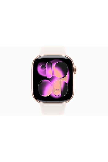 Apple Watch Series 11 GPS, 46 mm Roze Altın Rengi Alüminyum Kasa ve Bulut Pembesi Spor Kordon - M/L