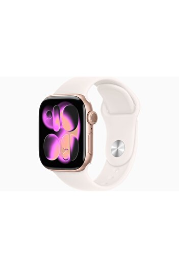 Apple Watch Series 11 GPS, 46 mm Roze Altın Rengi Alüminyum Kasa ve Bulut Pembesi Spor Kordon - M/L