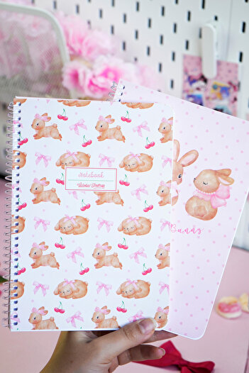 Victoria's Journals A5 Spiralli Okul Defteri 2’li Set – Kareli, Soft Touch Kapak