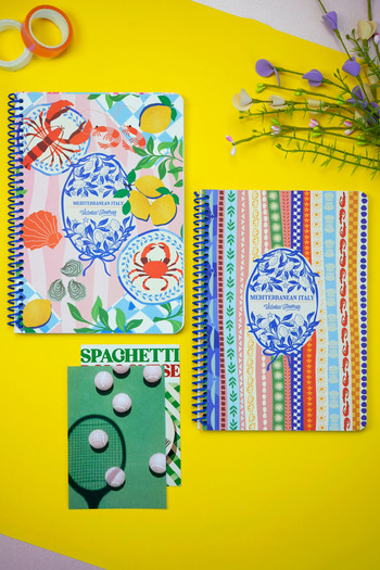 Victoria's Journals A4 Spiral School Notebook Set of 2 – Checkered, Soft Touch Cover