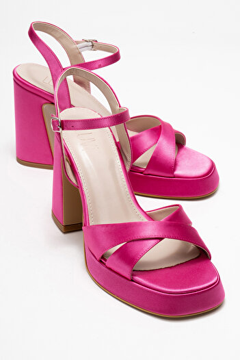 LuviShoes Lello Fuchsia Satin Women's Heeled Shoes