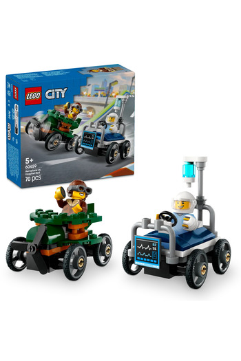 LEGO ®   طائرة المدينة، سيارة سباق مقابل سرير المستشفى، مجموعة 60459 - مجموعة ألعاب إبداعية للأطفال فوق سن 5 سنوات (70 قطعة)