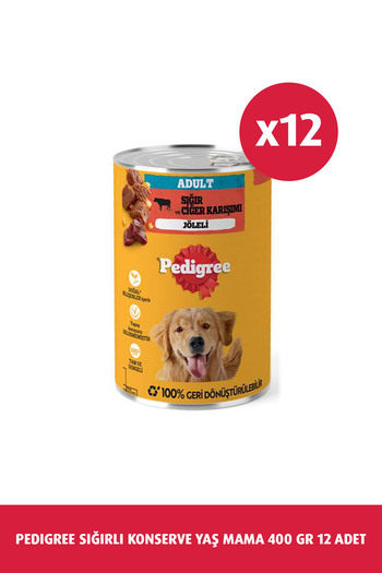 Pedigree Sığırlı Konserve Yaş Köpek Maması 400 G 12x