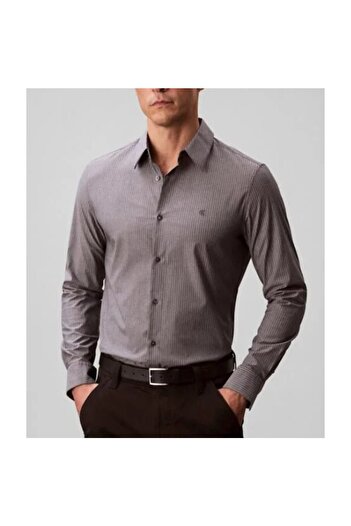 Calvin Klein Ls Thin Stripe Stretch Slim Shirt