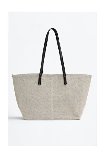 LEFTIES Woman Contrast Canvas Shopper Bag