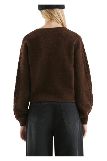 QS by s.Oliver Soft Cable Knit Cardigan with Eye-Catching Buttons.
