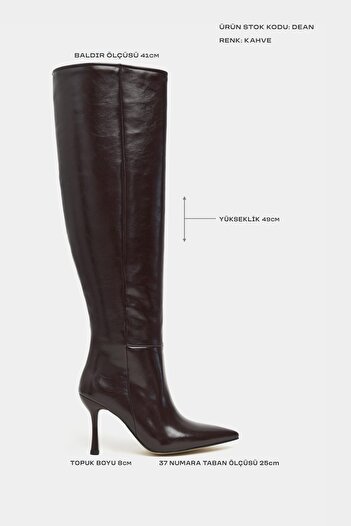 NİŞANTAŞI SHOES Γυναικείες μπότες Dean Brown με ματ μύτη με λεπτό τακούνι