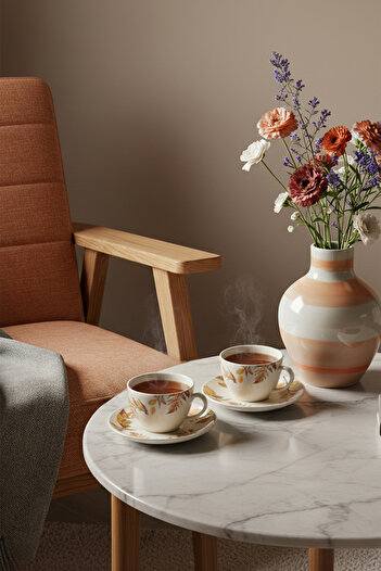 TRENDYOLMİLLA HOME 2-Piece Autumn Design Porcelain Tea Cup Set Tphaw26Cfn00002