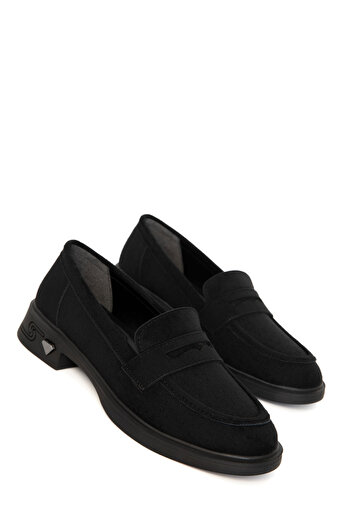 SOHO Black Suede Women's Loafer Shoes 21025