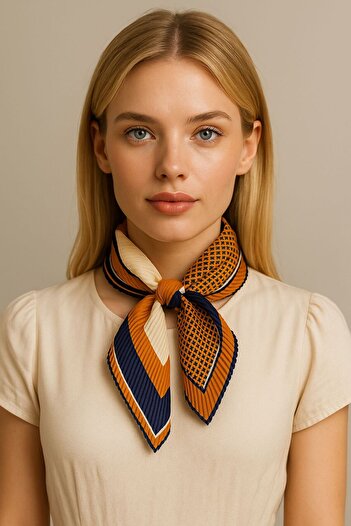 Axesoire 13484-1 Patchwork Patterned Pleated Bandana Scarf