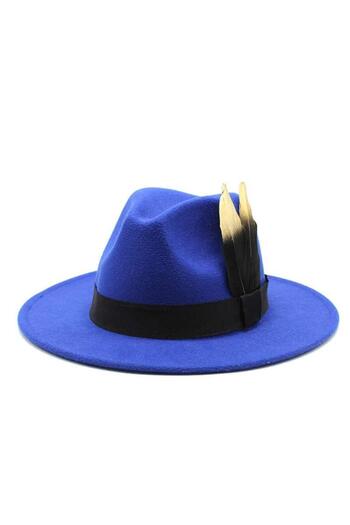 Pursehuit Blue hat, handmade, adjustable, with removable accessory, Larissa