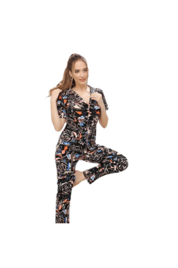 Generic Women's Short-Sleeved Cotton Button-Down Pajamas - PJ 984