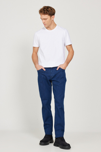 ALTINYILDIZ CLASSICS Ανδρικό τζιν τζιν παντελόνι μπλε Slim Fit 5 τσέπης από βαμβακερό τζιν