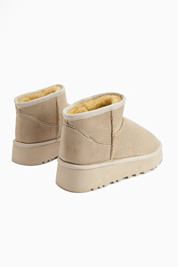 İncimoda Teel Içi Kürklü Mini Süet Kışlık Taban Bot & Bootie