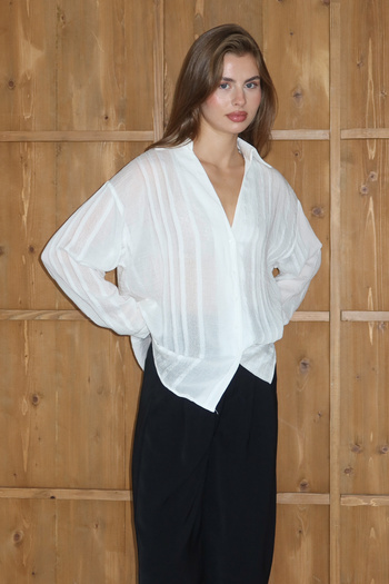 Trendyol Collection White Rib Detailed Light Transparent Shirt Twoaw26Go00091