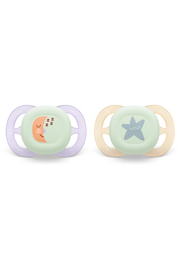 Philips Avent Σουζέτα ultra start PHILIPS AVENT SCF075/07, 0-2 μηνών, ορθοδοντική, 2 τεμ., φωσφοριζέ