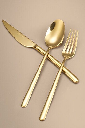 Hisar Bahama 18 Piece Fork Spoon Knife Set Titanium Gold