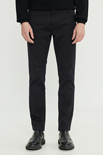 ALTINYILDIZ CLASSICS Чоловічі чорні бавовняні брюки Slim Fit з 5 кишенями, еластичні, для повсякденного носіння