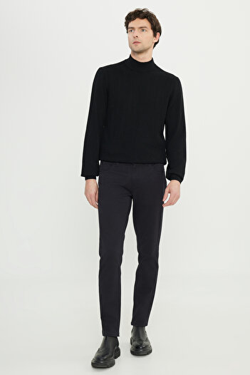ALTINYILDIZ CLASSICS Чоловічі чорні бавовняні брюки Slim Fit з 5 кишенями, еластичні, для повсякденного носіння