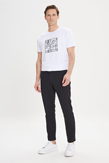 AC&Co / Altınyıldız Classics Erkek Siyah Slim Fit Dar Kesim 5 Cep Armürlü Esnek Pantolon