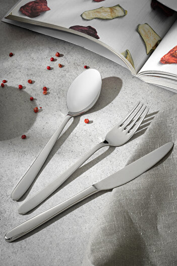 Hisar Side 84 Piece 12 Person Fork Spoon Knife Set