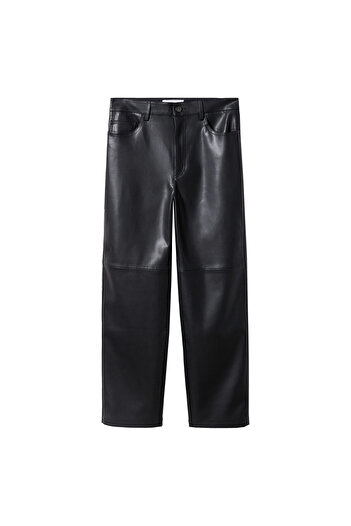 MANGO Woman Leather look straight cut pants