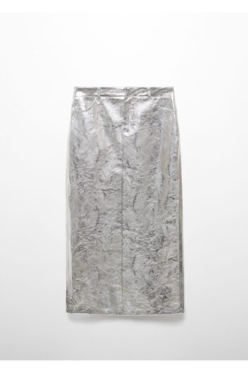 MANGO Woman Fusta midi metalica