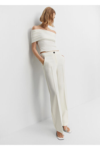 MANGO Natural Women's Trousers 47434760
