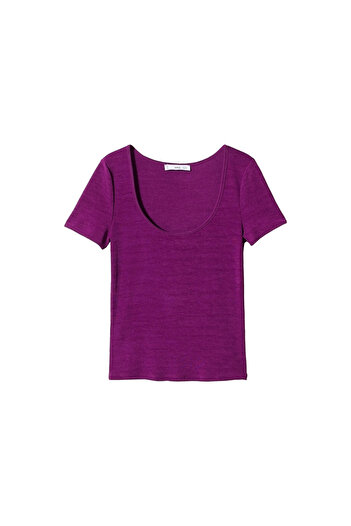 MANGO Woman Purple Women's T-Shirt 47068645