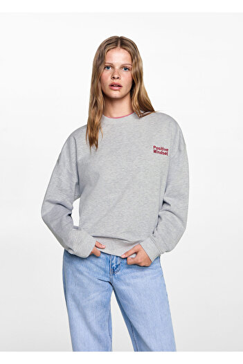 MANGO Light Gray Girl's Sweatshirt 77084447