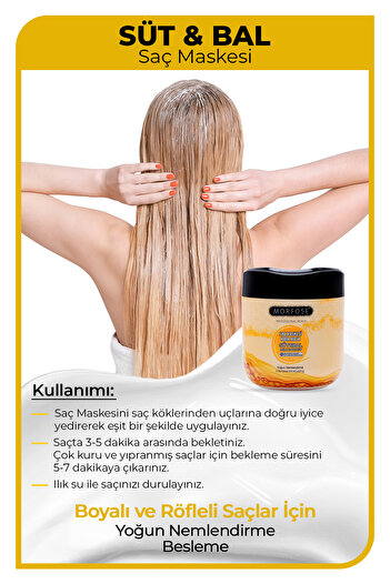 Morfose Süt & Bal Saç Maskesi 500 ml - Yoğun Nemlendirme, Besleme