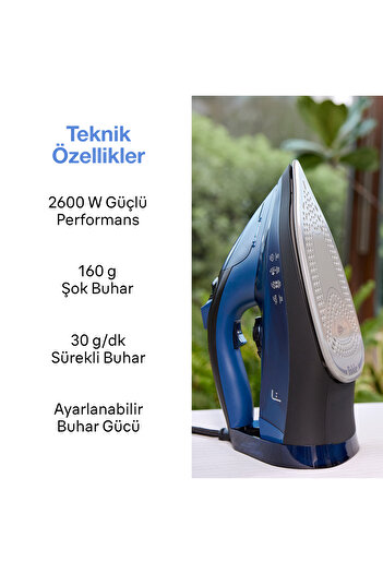 Fakir Flyjet Buharlı Ütü  Mavi - Siyah
