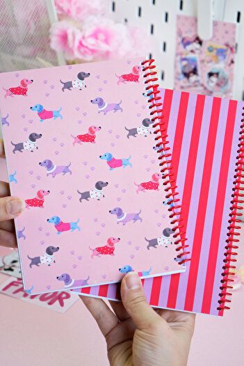 Victoria's Journals A5 Spiralli Okul Defteri 2’li Set – Çizgili, Soft Touch Kapak