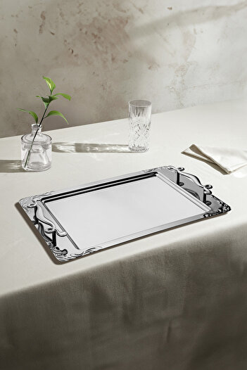 Nehir Lalezar Plain Steel Tea Tray