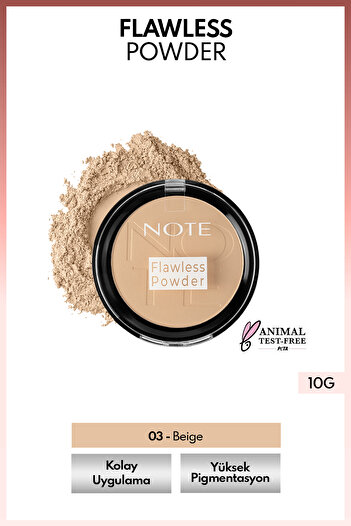 NOTE Flawless Powder Yarı Mat Bitişli Toz Pudra - 03 Beige