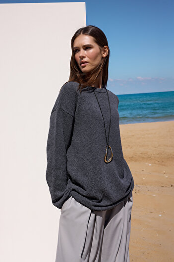 Trendyol Modest Anthracite Plain Single Plate Knitwear Tctaw26Ak00015